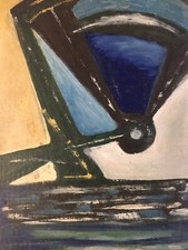 Très belle PeinturE Abstraite Gouache Abstraction 1960 A Identifier Ancien