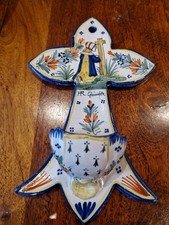 Superbe Et Très Ancien Bénitier En Faience Bretonne HR QUIMPER