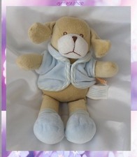 Doudou Peluche Chien Beige Pull et Pieds Bleu Kimbaloo