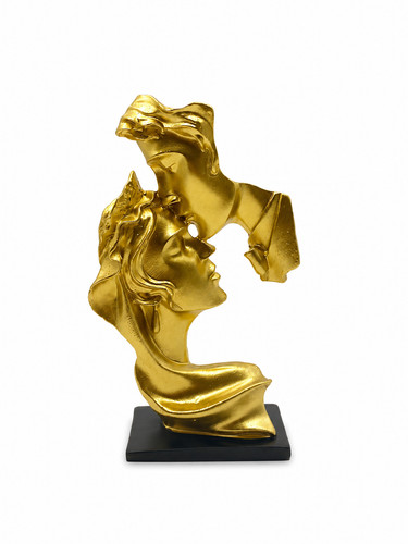 Statue couple visage doré - statue,