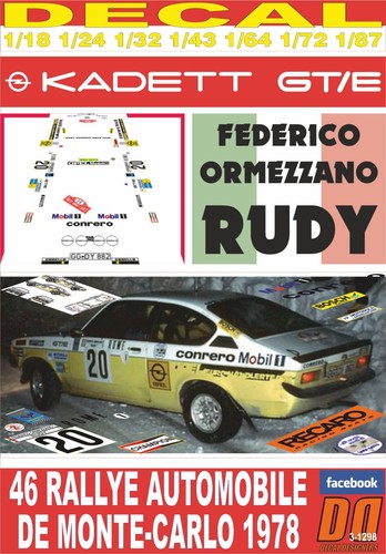 Decal opel kadett e - opel, gt/e