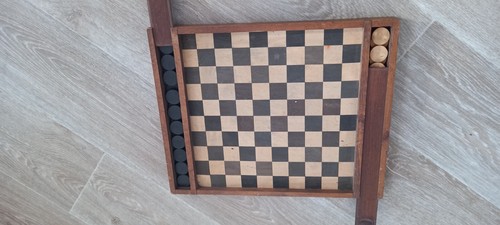 Ancien jeu dame bois - ancien, en