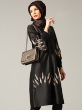 Topcoat, manteau musulman hijab, noir, mi-long, manteau abaya, fabriqué en Turquie 