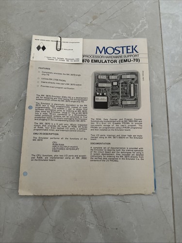 Mostek 3870 emulator emu 70 - 3870, emu-70