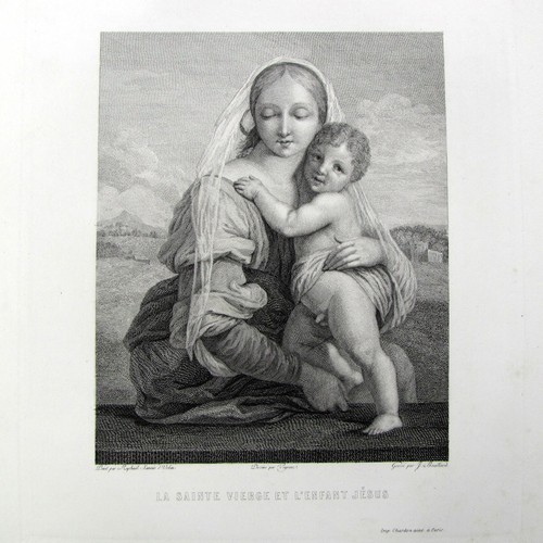 Gravure sainte vierge enfant - sainte,