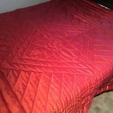 COUVERTURE Jef Ancienne Piquée Laine et Satin de Coton 186 X 184 cm XIXÈME 19eme