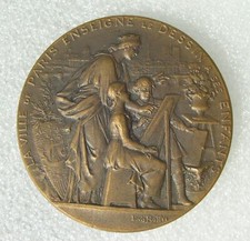 MEDAILLE 1911 LA VILLE DE PARIS ENSEIGNE LE DESSIN par Bottée DIAMETRE 50mm