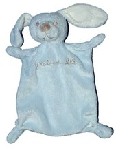 Doudou plat lapin bleu grain - plat,