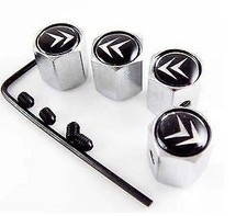 ☆  CITROEN 4 BOUCHONS DE VALVE  AVEC ANTIVOL LOGO EMBLÈME  / NEUF ☆