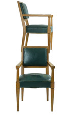 Ancienne paire de fauteuil 1950 Cuir Chêne Administration esp. Arbus Design  x 2