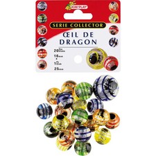 Billes - Filet de 20 billes + 1 calot - Œil de dragon - Jeu - Enfant