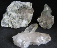 Cristal de roche des Alpes / lot de 3 pièces / quartz / Massif Alpin / France