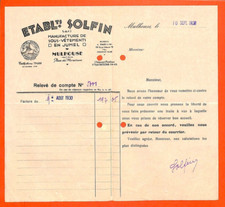 MULHOUSE ( 68 ) ETS SOLFIN / MANUFACTURE DE SOUS-VETEMENTS / FACTURE 1930