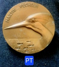 Belle Médaille Artistique En Bronze 67,5 mm - Le Martin Pêcheur Par Lhoste 1978