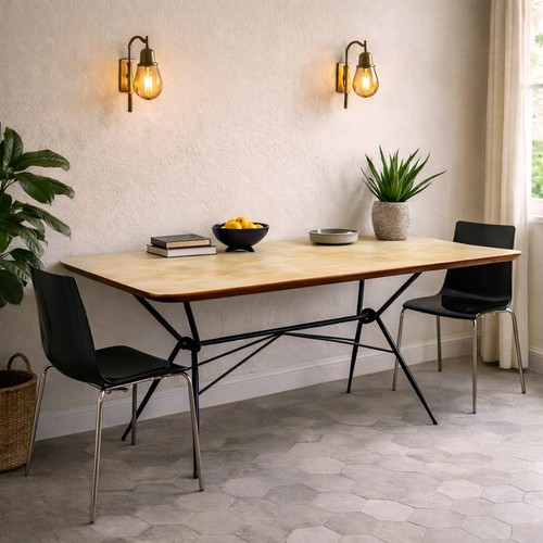Table vintage bois métal - vintage,