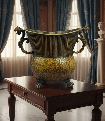 Vintage metal urn - metal, planter