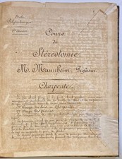 MANNHEIM. Amédée. Cours de stéréotomie.