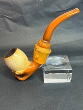 Pipe à fumer victorienne sculptée en écume de mer à la main avec embout...