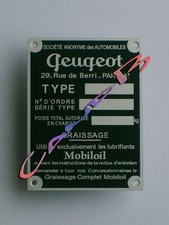 PLAQUE   PEUGEOT  203