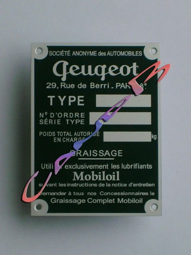 Plaque peugeot 203 - ,