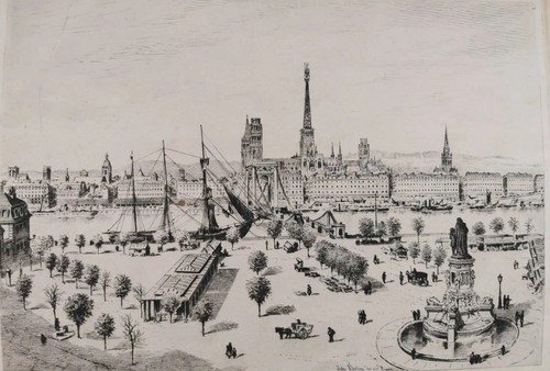 Gravure rouen par jules - gravure, de