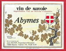 120-52 Etiquette Vin de SAVOIE ABYMES Jean RAVIER 73800 MYANS 1 litre