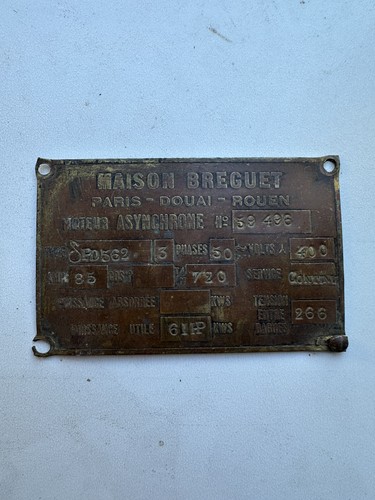 Plaque ancienne laiton - , maison