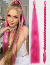 5x Paquet De Rajout Rose Synthétique Longue Tresse Cheveux A Tressée 70cm