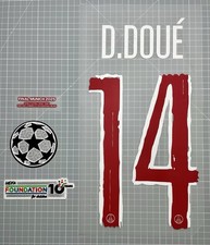 Lot Flocage Doué #14 PSG LDC 2024/25 + Patch UEFA 10 Years + Mention Finale