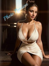 Photo modèle femme robe beige