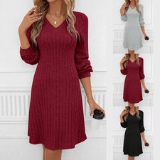 Robe décontractée tenue mode manches longues robe ajustée taille S-2XL