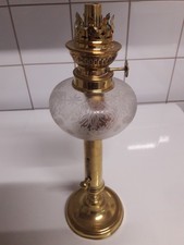 lampe a pétrole bougeoir en laiton,réservoir en verre dépoli gravé