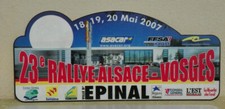Rally Plate. Plaque du 23° Rallye Alsace Vosges 2007