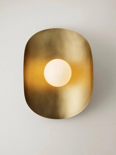 Brass wall sconce opal glass - sconce,