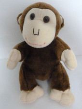 Y5. DOUDOU PELUCHE marque Mi SINGE marron blanc 24cm cordon rouge  TTBE