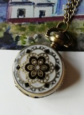 Montre Gousset Art Déco Emaux Cloisonnés Quartz et Chaîne Collection H&Co