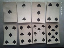 8 Cartes à Jouer anciennes Points Pique XVIII éme siecle