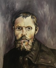 Charles Péguy Peinture Huile Signée de Frederic Branka Peintre Coté Akoun