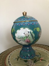 CLOISONNE POTICHE POT COUVERT