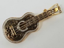 Broche instrument musique guitare brooch bijou fantasie vintage années 70