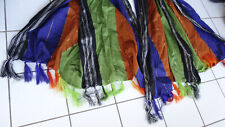 Grand Foulard Paréo multicolore noir vert rouge violet Vintage Tibet