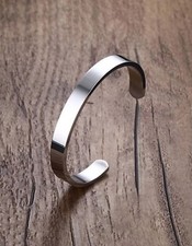 Bracelet Argent Argenté Jonc Homme Femme Bijoux En Acier Inoxydable Manchette