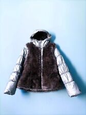 Doudoune fille Catimini 12 ans manteau argente TBE + gilet fourrure amovible