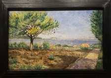 Tableau Peinture Cadre 20è XXè P. Mantoux Marine Paysage Méditerranéen Le Brusc