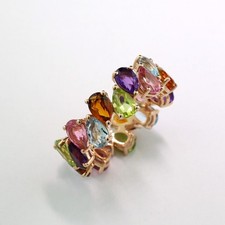 Mémoire - Anneau Tutti Frutti Coloré Pierres 7,98 Carat 585er or Rose 14 Neuf