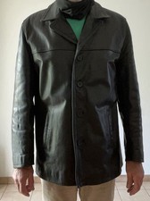 VESTE HOMME EN CUIR DE VACHETTE NOIRE DE TRÈS BONNE QUALITÉ TAILLE XL