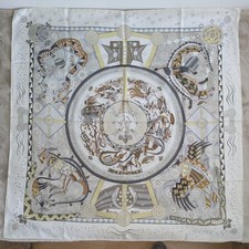 HERMES Foulard Carre 90 Scarf REVE D'AUSTRALIE White  Silk