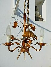 lustre suspension métal doré fleurs