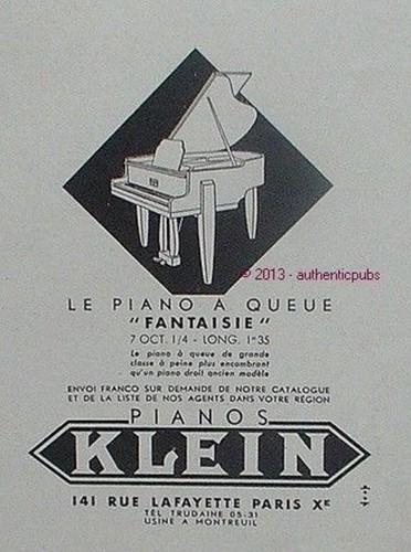 Publicite pianos klein - klein, le