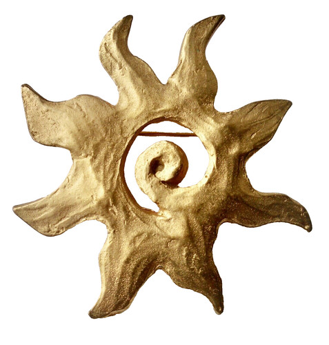 Broche plaqué signée - or, il